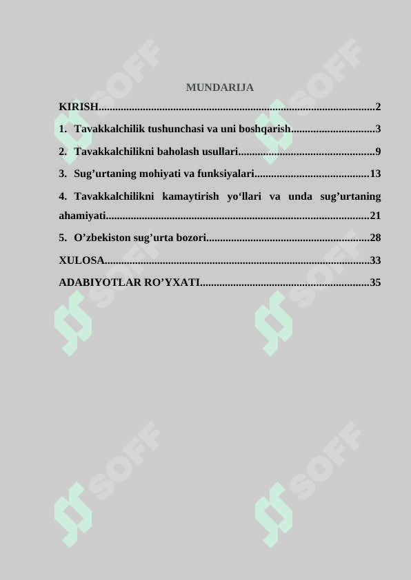 Tavakkalchilikni pasaytirishda sug’urtaning ahamiyati 2