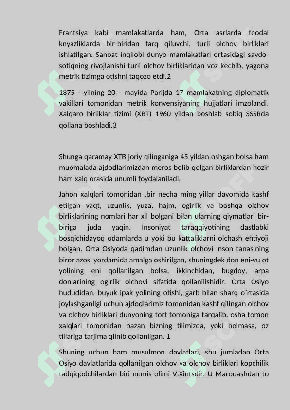 O'rta asr yaqin sharq mamlakatlari o'lchov birliklari 7