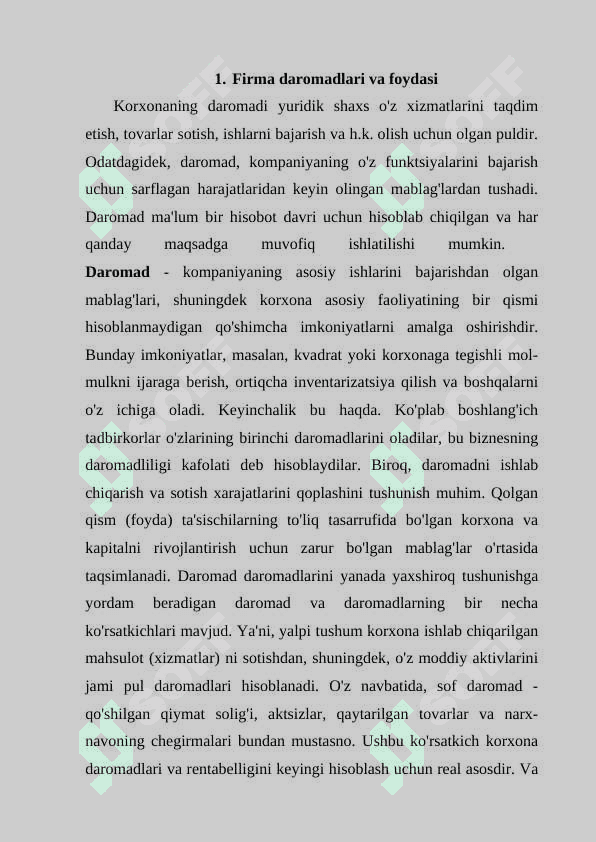 Firma foydasini shakllantirish va undan samarali foydalanish yo‘llari 5