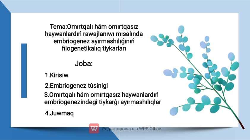 Embriologiya qaraqalpaq tilinde