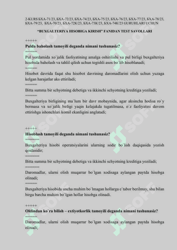 Buxgalteriya hisobi test 2