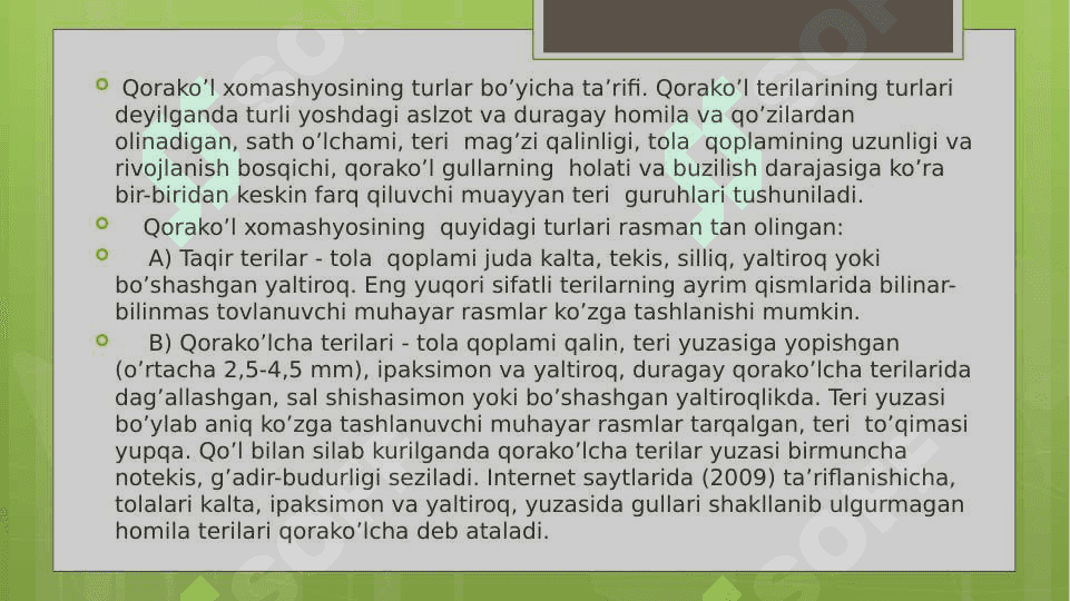 Qo'ylarning jun mahsuldorligini hisoblash 2