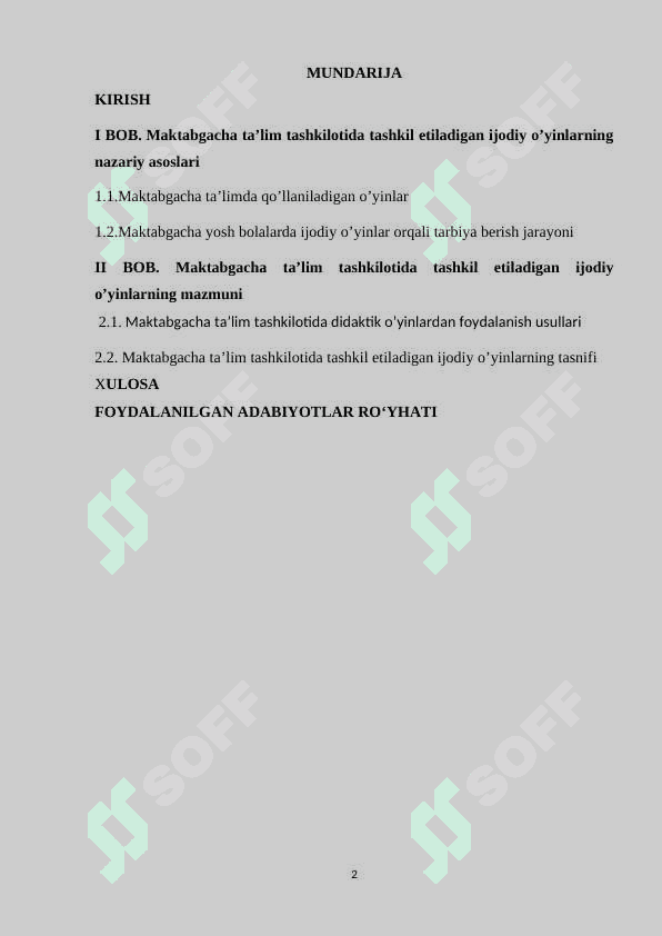 Maktabgacha ta’lim tashkilotida tashkil etiladigan ijodiy o’yinlar 2