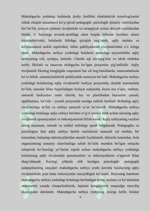 Maktabgacha ta’lim tashkilotida tashkil etiladigan ijodiy o’yinlar 4