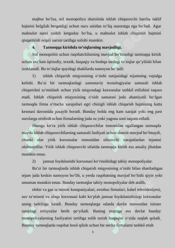 Monopoliyaga qarshi kurash. 5