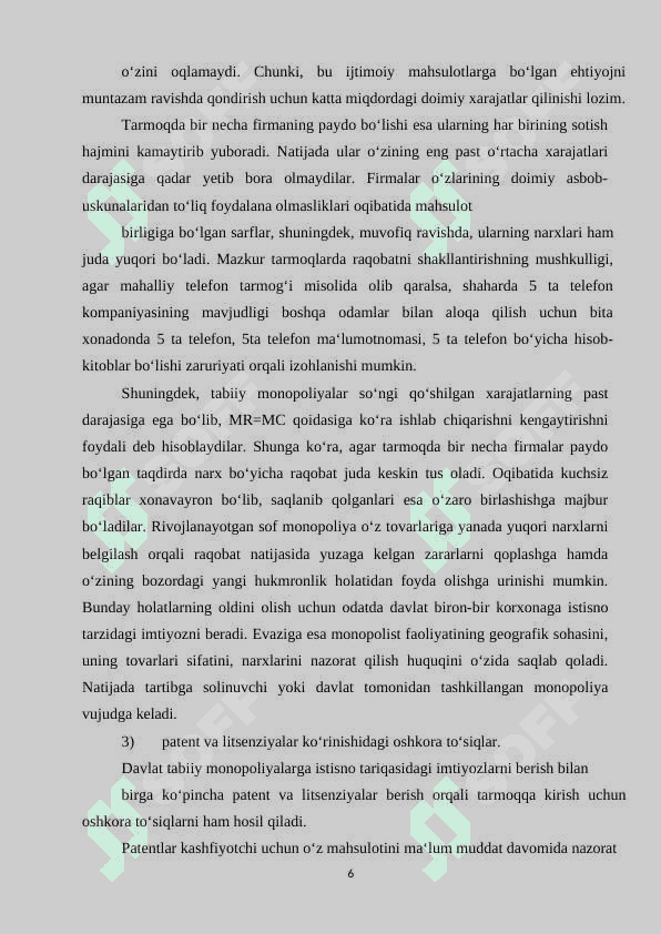 Monopoliyaga qarshi kurash. 6