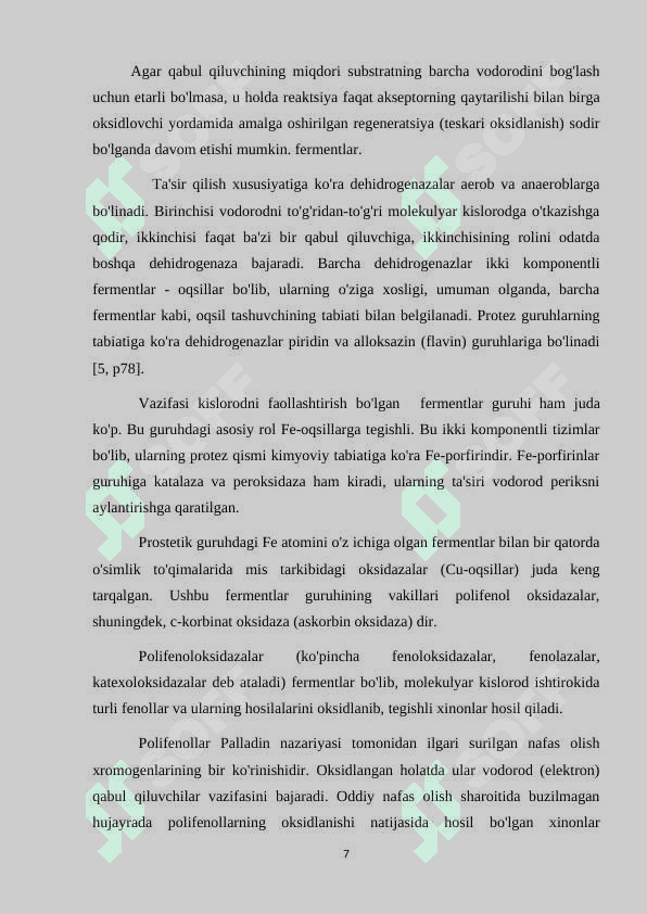 Oʻsimliklarda nafas olish fermentlari va ularning xususiyatlari 7
