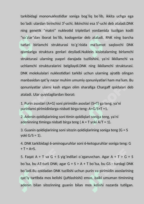 Nukleozidlar Nukleotidlar. Nukleozidlarning mono- va polifosfatlari. Nuklein kislotalar tuzilishi. Lipidlar. Sovunlanadigan oddiy lipidlar. Uchatsilglitseridlar. Sovunlanadigan murakkab lipidlar. Tuzilishi va hossalari. 4