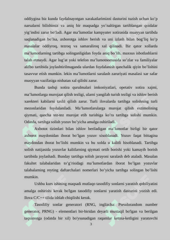 TASODIFIY RAQAMLAR GENERATORINI YARATISH 3