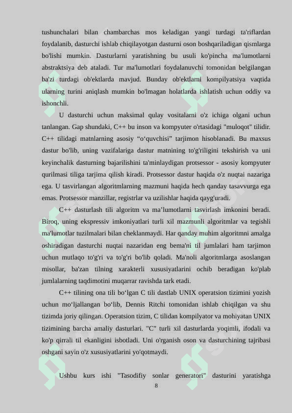 TASODIFIY RAQAMLAR GENERATORINI YARATISH 8