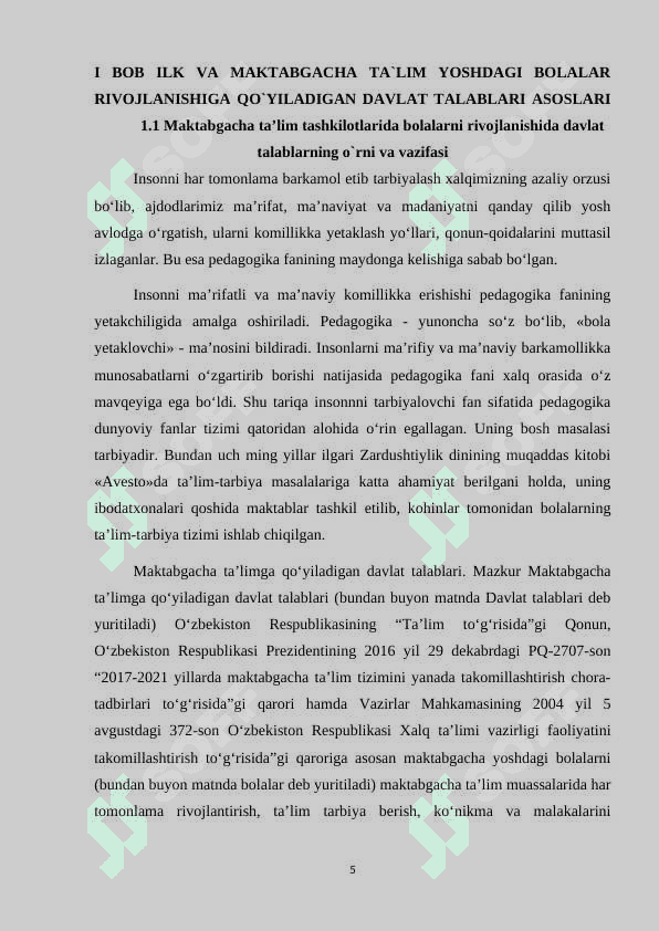 va maktabgacha yoshdagi bolalar rivojlanishiga qo‘yiladigan davlat talablari 5