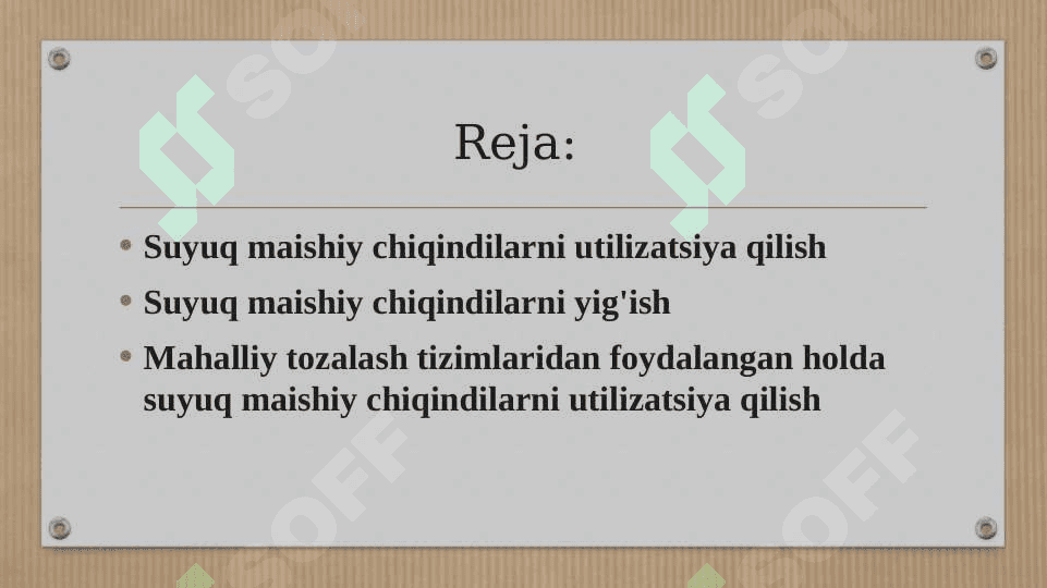 Suyuq maishiy chiqindilarni utilizatsiya qilish 2