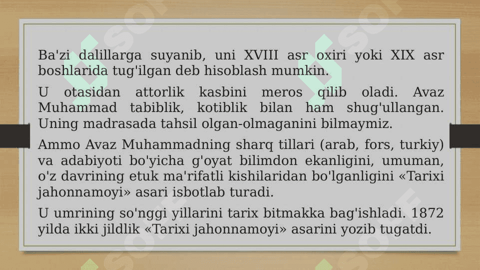 Avaz Muhammad Attor Ho’qandiy “Tarixi jahonnomai” 4