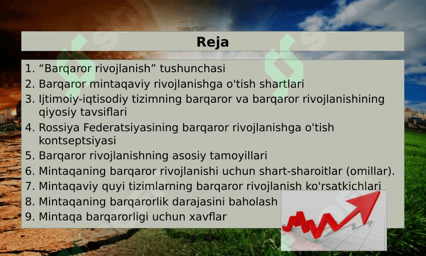Barqaror rivojlanish mezonlari va ko’rsatkichlari 2