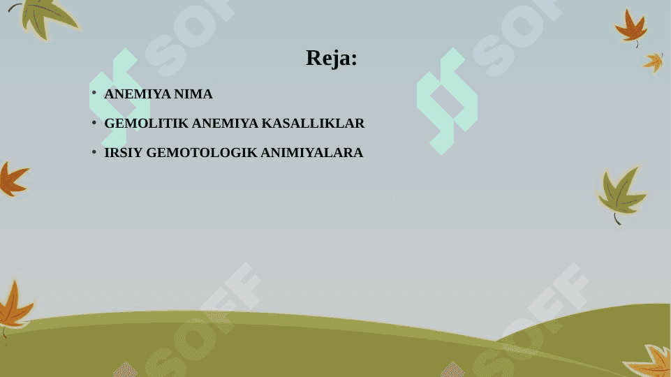 Irsiy gemolitik anemiyalar. 2