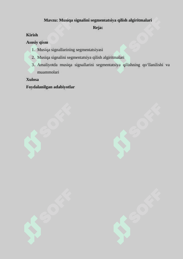 Musiqa signalini segmentatsiya qilish algiritmalari 2