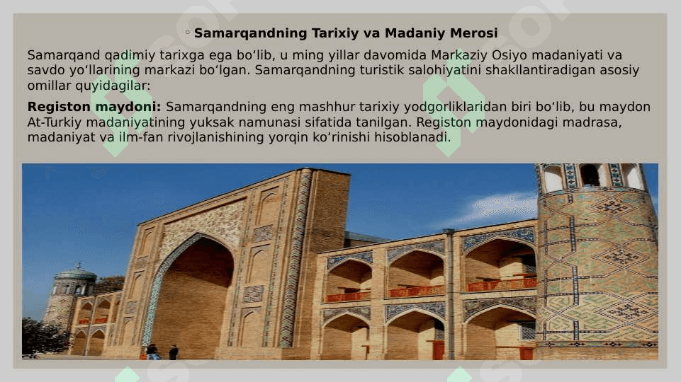 Samarqand turistik mintaqasi rivojlanishi 2