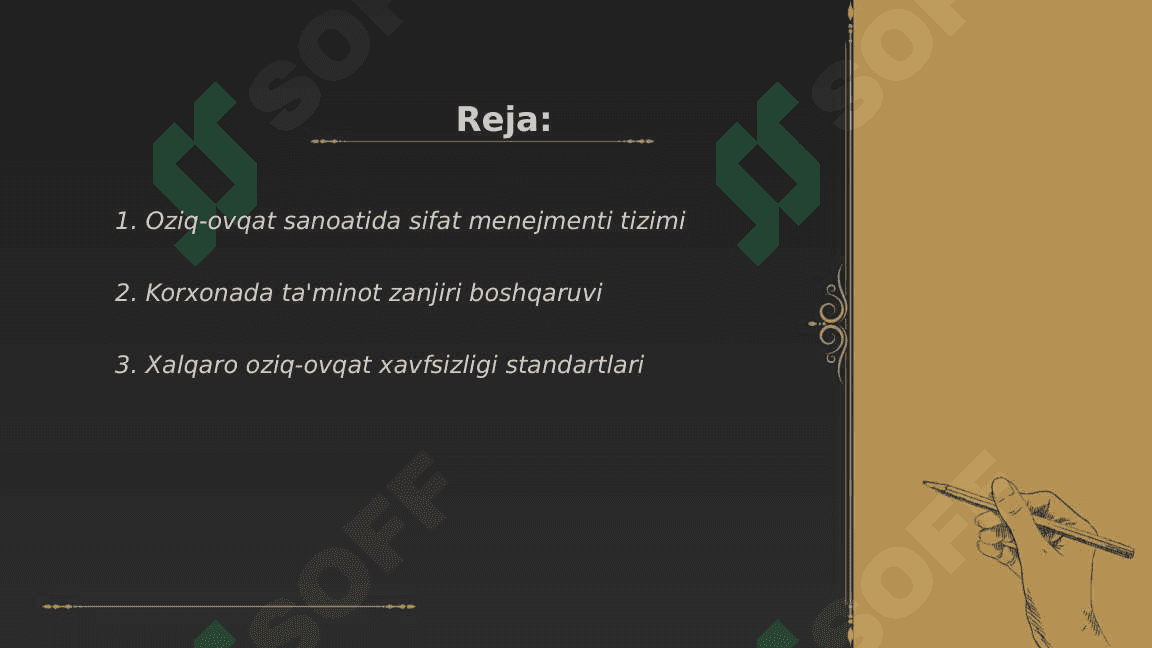 Oziq ovqat sanoati korxonalari faoliyatini boshqarishning o'ziga xos ayrim xususiyatlari 2