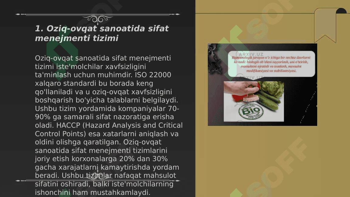 Oziq ovqat sanoati korxonalari faoliyatini boshqarishning o'ziga xos ayrim xususiyatlari 3