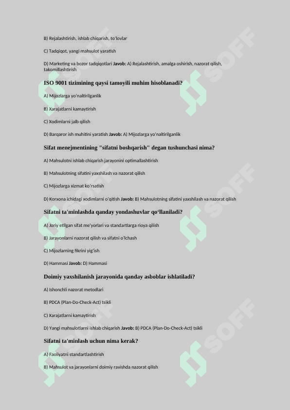 Sifat Menejmenti fanidan 200 ta test javoblari bilan 3