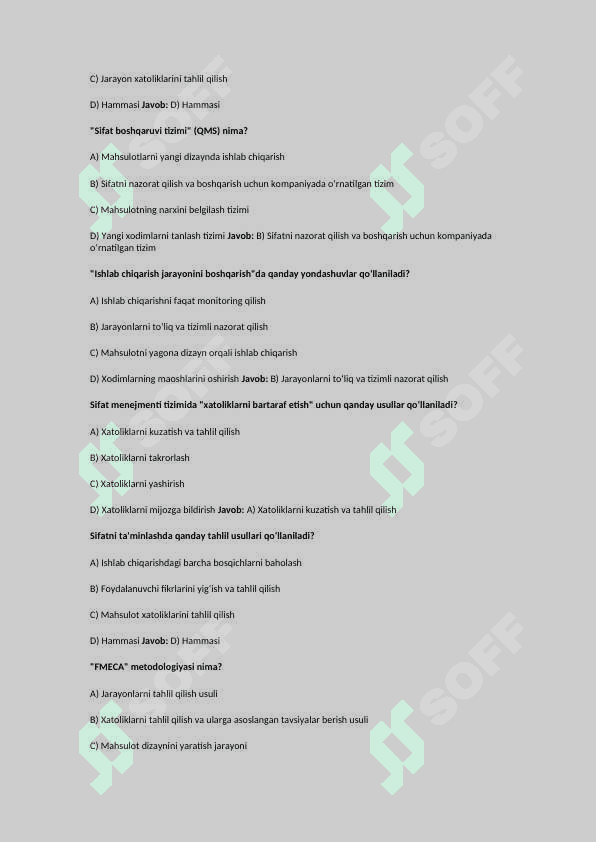 Sifat Menejmenti fanidan 200 ta test javoblari bilan 6