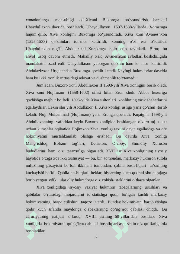 Xiva xonligining tashkil topishi 7