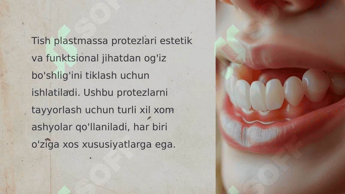 Tish Plastmassa Protezlari Uchun Xom Ashyolar 2