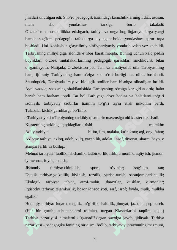 Maktabgacha ta’lim tashkiloti tarbiyalanuvchilarini ekologik tarbiyalashning o’ziga xosligi 5