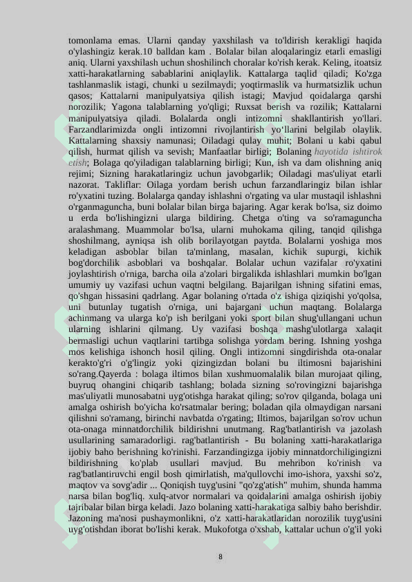 Maktabgacha ta’lim yoshidagi bolalarni axloqiy jihatdan tarbiyalash vazifasi amalga oshirish vositalari 8
