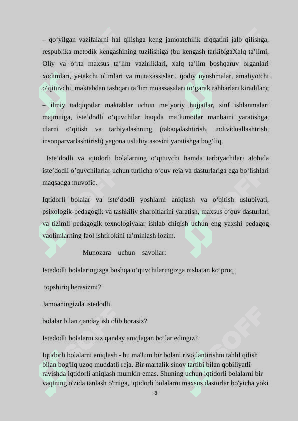 Iste’dodli bolalarni aniqlash va ularni tarbiyalash 8