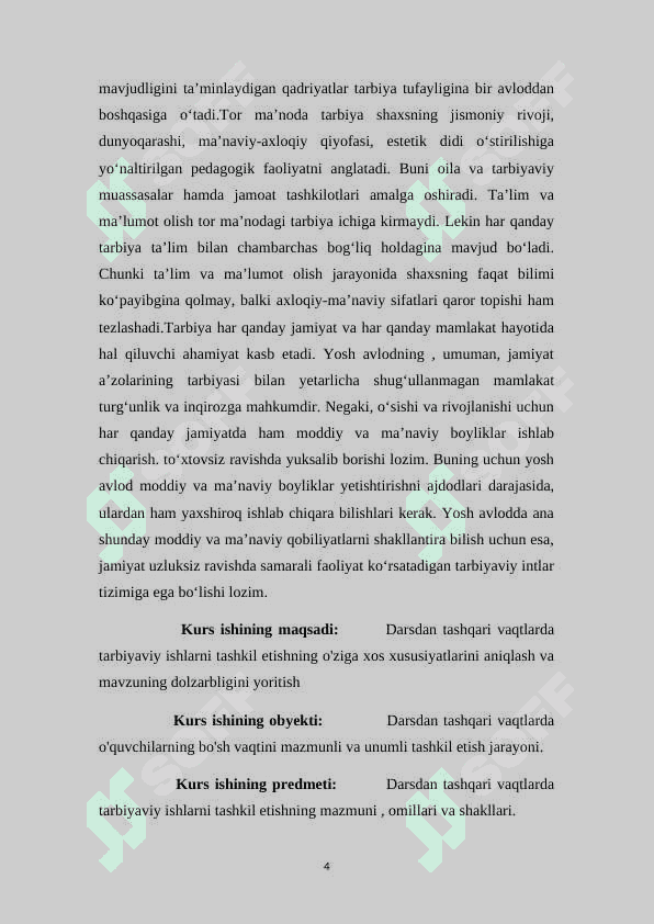 Darsdan tashqari vaqtdagi tarbiyaviy ishlarni tashkil etish texnologiyalari 4