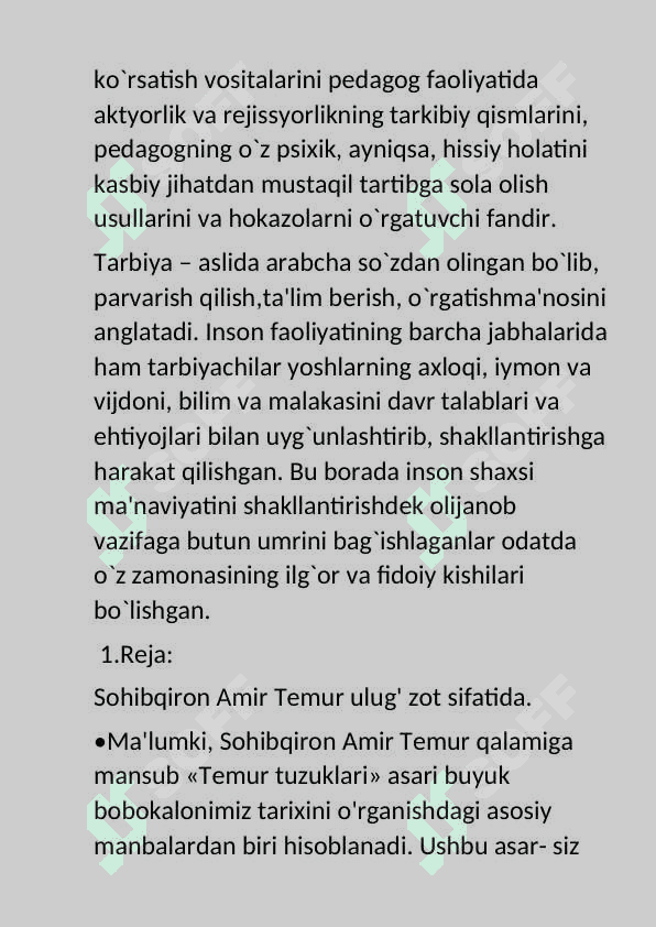 Amir Temurning odob axloq to'g'risidagi o'g'itlari 5