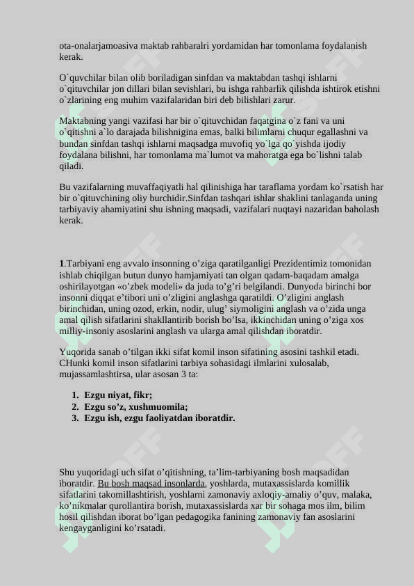 Sinfdan va maktabdan tashqari tarbiyaviy ishlarini rejalashtirish metodikasi 6