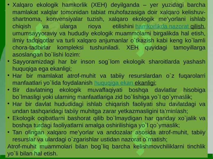 Xilma-xillik muammlari. Tabiatni ekologiya bilan bog’liqligi 3