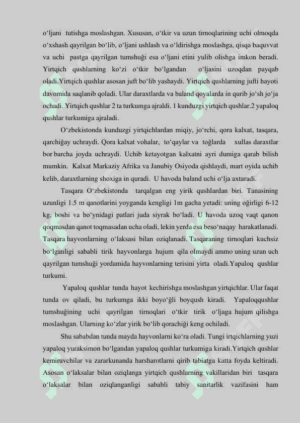 Yirtqich qushlarni xilma-xilligini saqlash muammolari 3