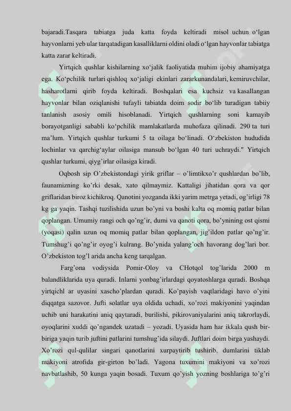 Yirtqich qushlarni xilma-xilligini saqlash muammolari 4