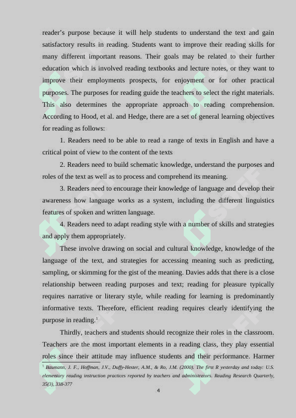 Reading as a goal and means of flt 4