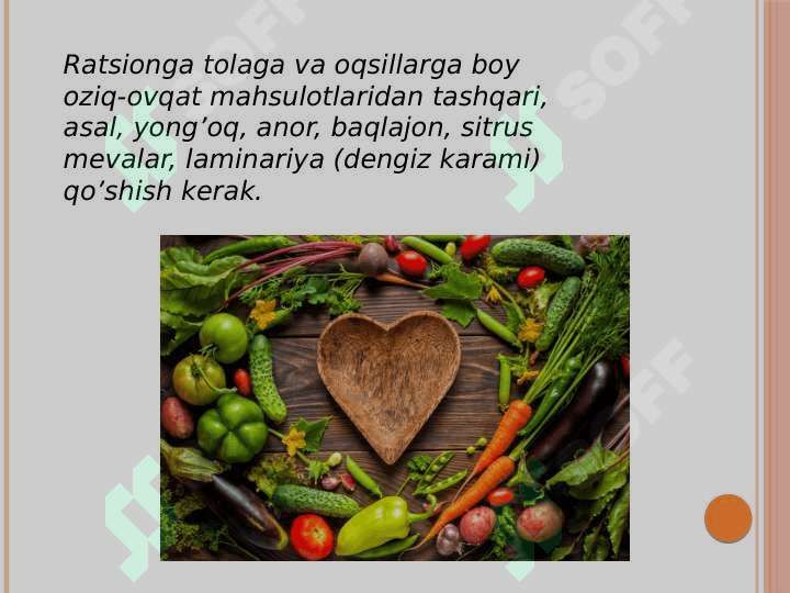 YulKda parhez prinsipi: yurak kasalliklari bilan gastrit birga kelganda qilinadigan parhez. Yulkda aftoz stomatit bo'lganda buyuriladigan parhez. 3