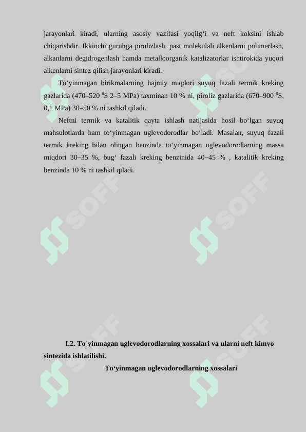 Neftni qayta ishlashda hosil bo`ladigan to`yinmagan uglevodorodlar 5