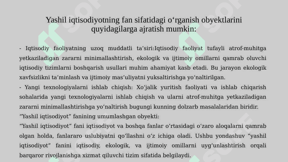 YASHIL IQTISODIYOT KURSINING PREDMETI VA METODI 6