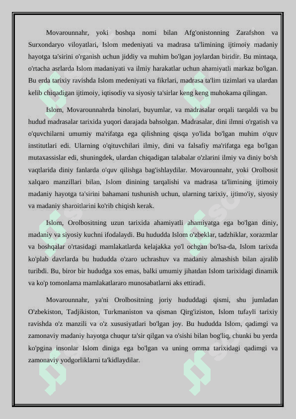 Movarounnahrda Islom dinining tarqalishi va madrasa ta'limi shakillanishining ijtimoiy madaniy hayotga ta'siri. #2 2