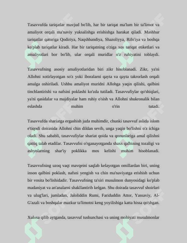 Tasavvuf tushunchasi va uning  mohiyati. Tasavvufning  kelibchiqishi, mazmuni va rivoj 3