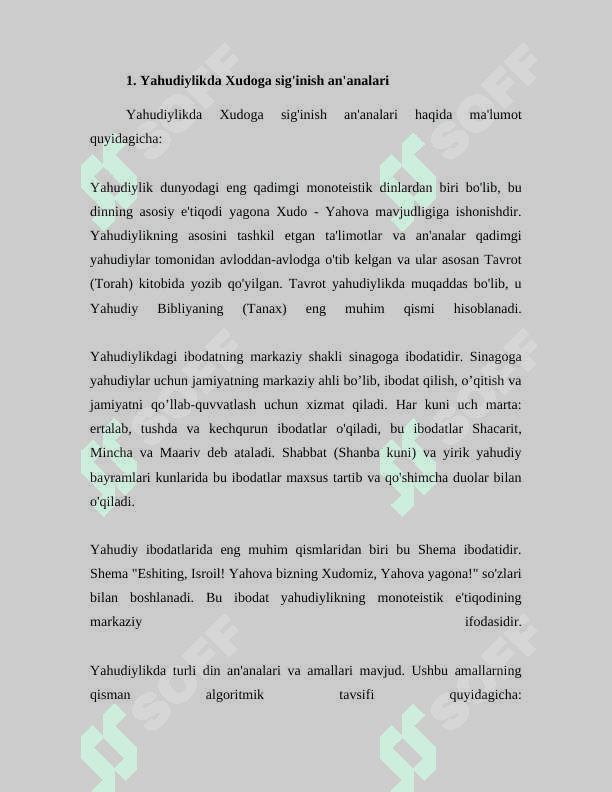 Yahudiylik ta'limoti an'ana va marosimlari. #1 2
