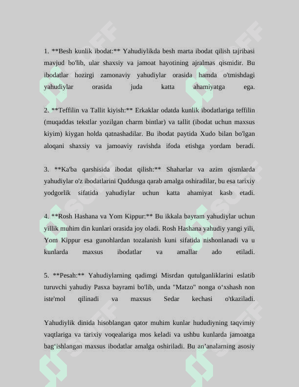 Yahudiylik ta'limoti an'ana va marosimlari. #1 3