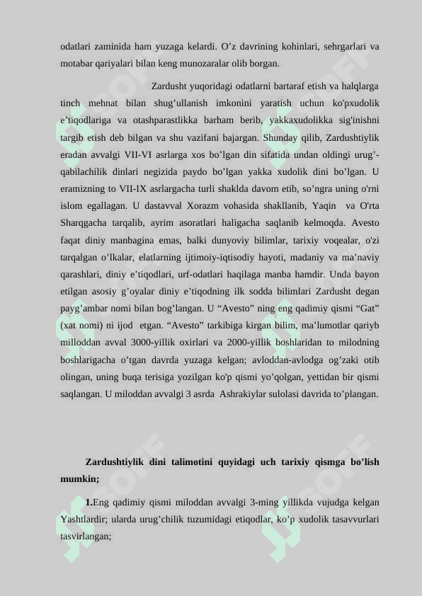 Zardushtiylik dini. Zardushtiylikda tabiatning ulug’lanishi 5