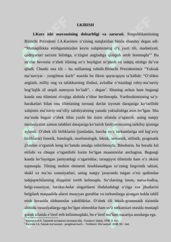 Prezident  Shavkat Mirziyoyevning asarlarida zamonaviy qatlamga xos leksemalar talqini 2