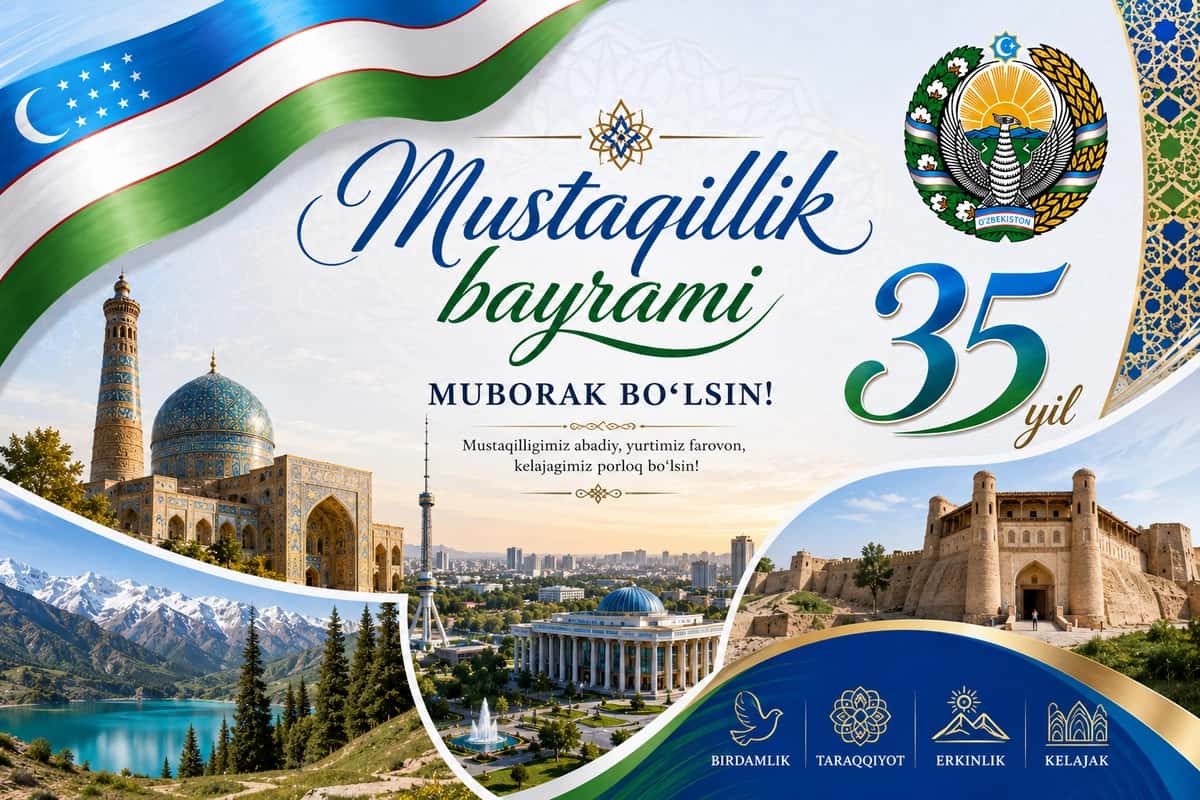 Mustaqillik Bayrami — 35 Yillik Muborak Tabriknoma Dizayni 1