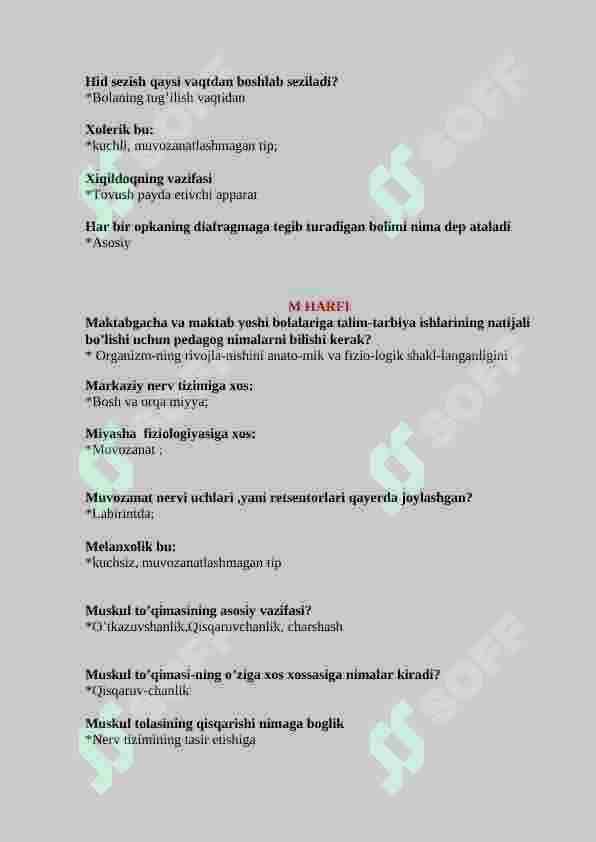 fiziologiya test. 200 ta savolga javob 7