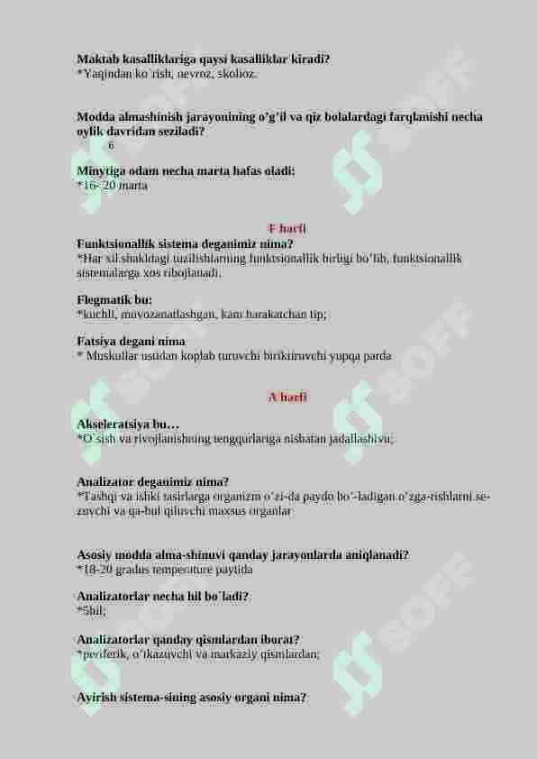 fiziologiya test. 200 ta savolga javob 8