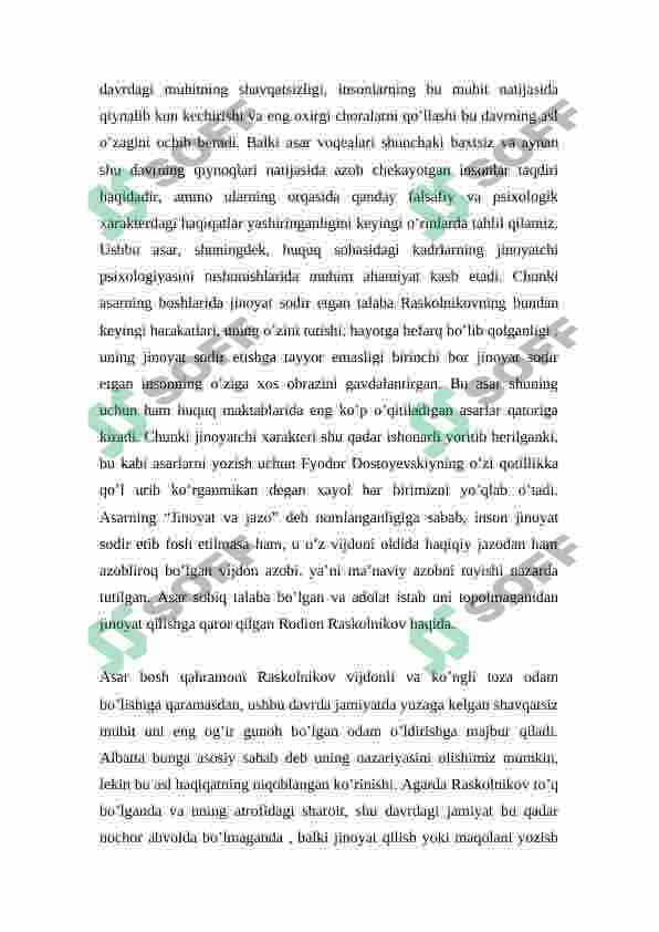 Fyodor Dostoyevskiyning "Jinoyat va jazo" romanidagi asosiy qahramonlar tahlili  maqola 2